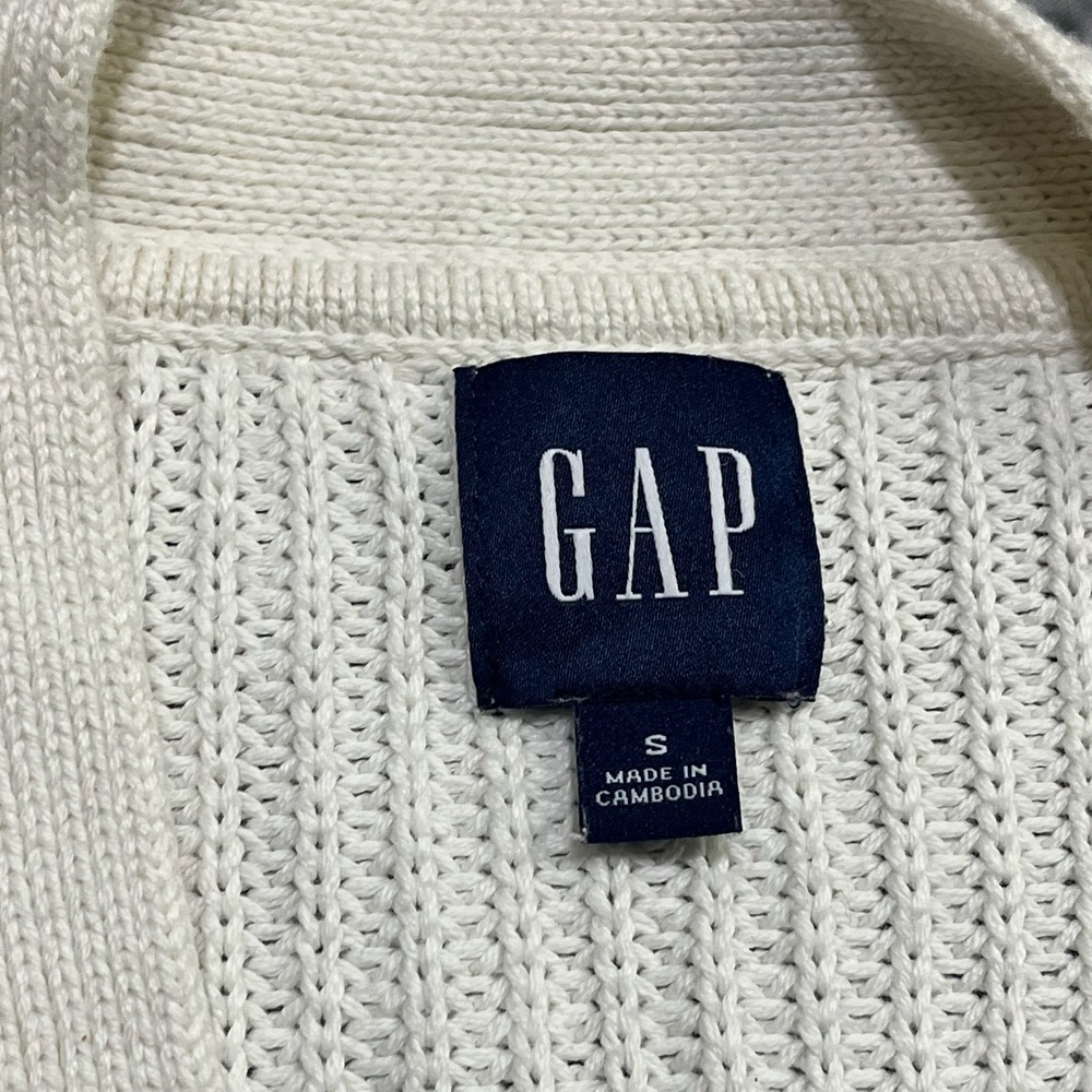 Vintage Gap Cardigan Knit Sweater Womens Small White‎ Grandma Core Preppy Y2K - Picture 5 of 7